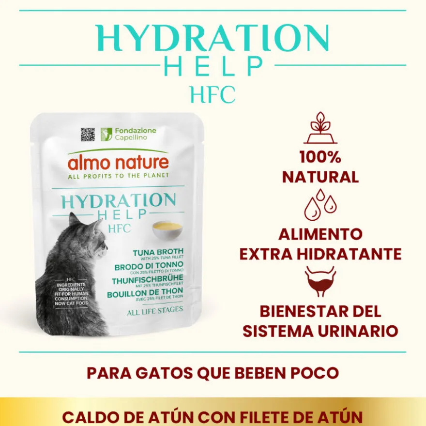Almo Nature HFC Hydration Help Filé de Atum com Caldo sachê para gatos