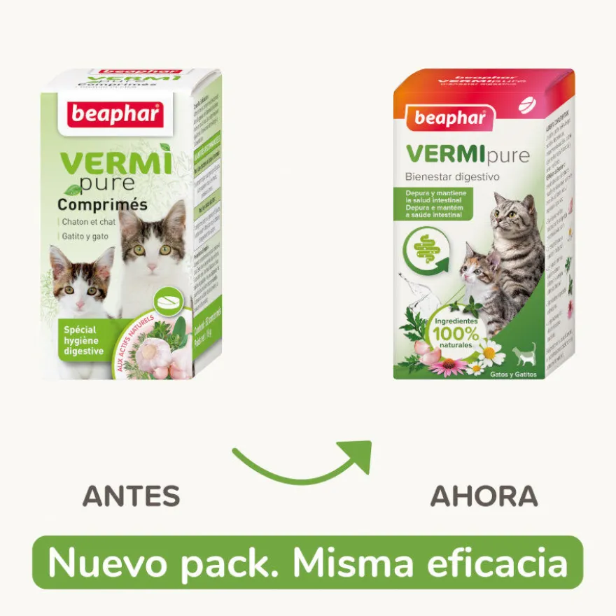 Beaphar Vermipure Repelente Interno Natural em comprimidos para gatos e gatinhos