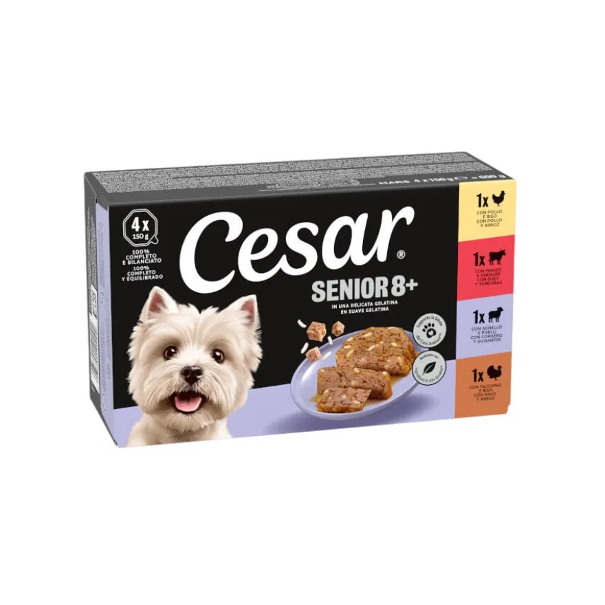 Cesar Mistura de Carnes Terrina em Geleia para Cães Sénior - Multipack