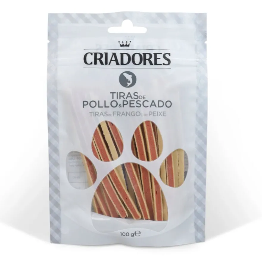 Criadores Tiras de Frango e Peixe para cães