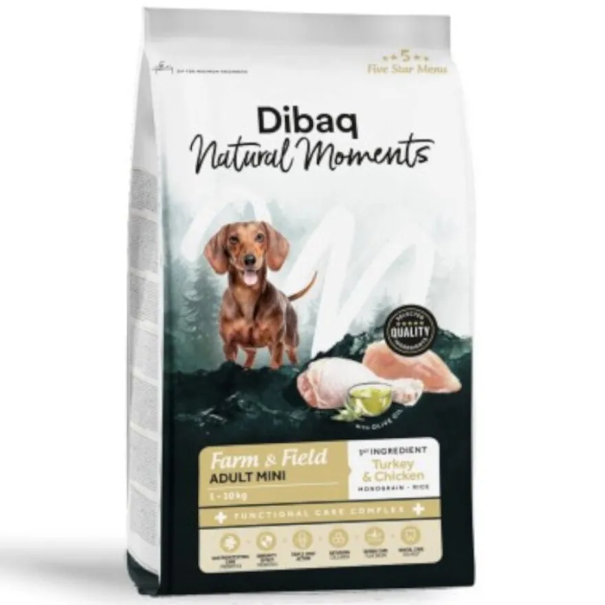 Dibaq Natural Moments Ração Adult Mini de Peru e Frango para cães