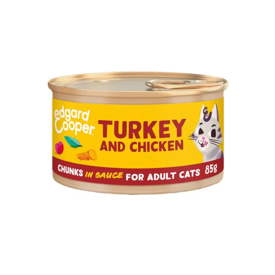 Edgard & Cooper Adult Pedaços de Peru e Frango com molho em lata para gatos