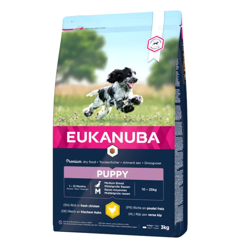 Eukanuba Puppy Medium Ração de frango para cães