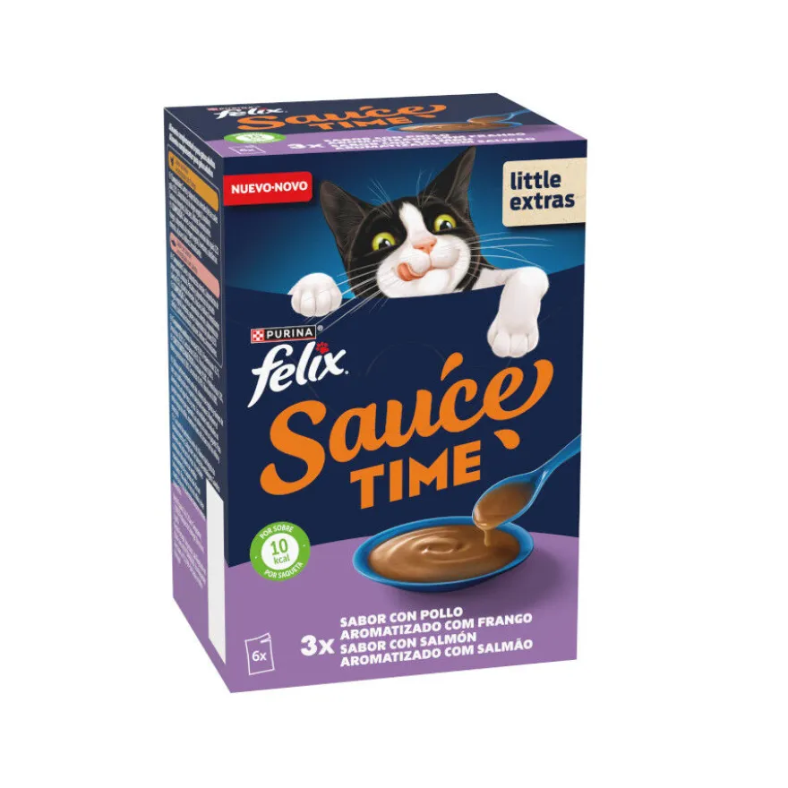 Felix Cat Molho de frango e salmão para gatos