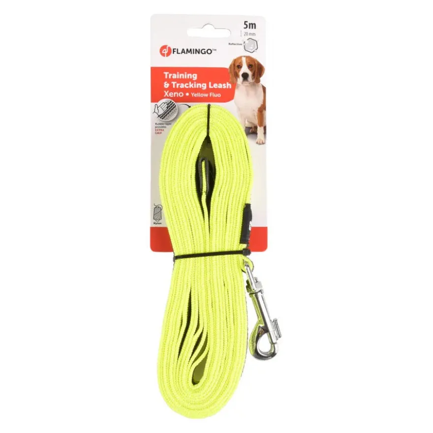 Flamingo Xeno Trela amarela de treino e rastreio para cães