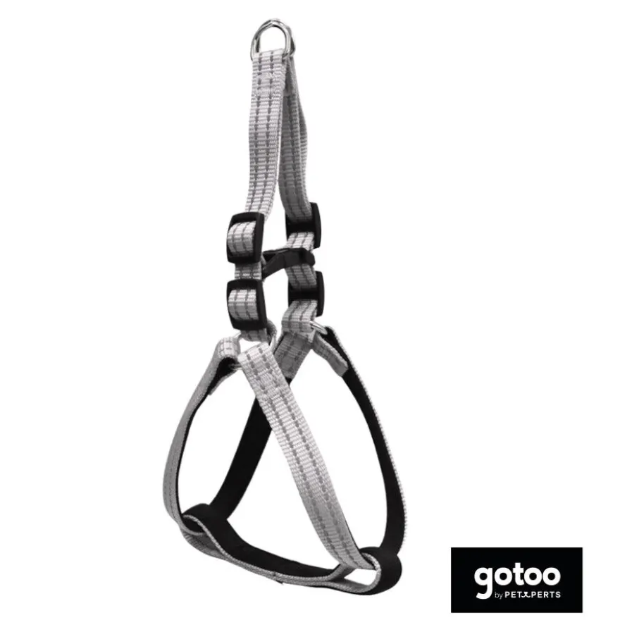 Gotoo Peitoral nylon cinza reflexivo para cães