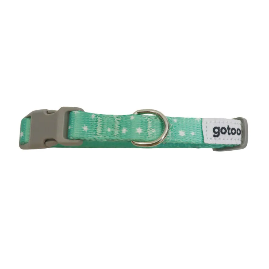 Gotoo Set de Coleira e Trela estampada verde para cães
