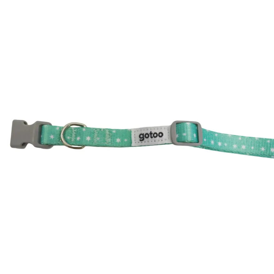 Gotoo Set de Coleira e Trela estampada verde para cães