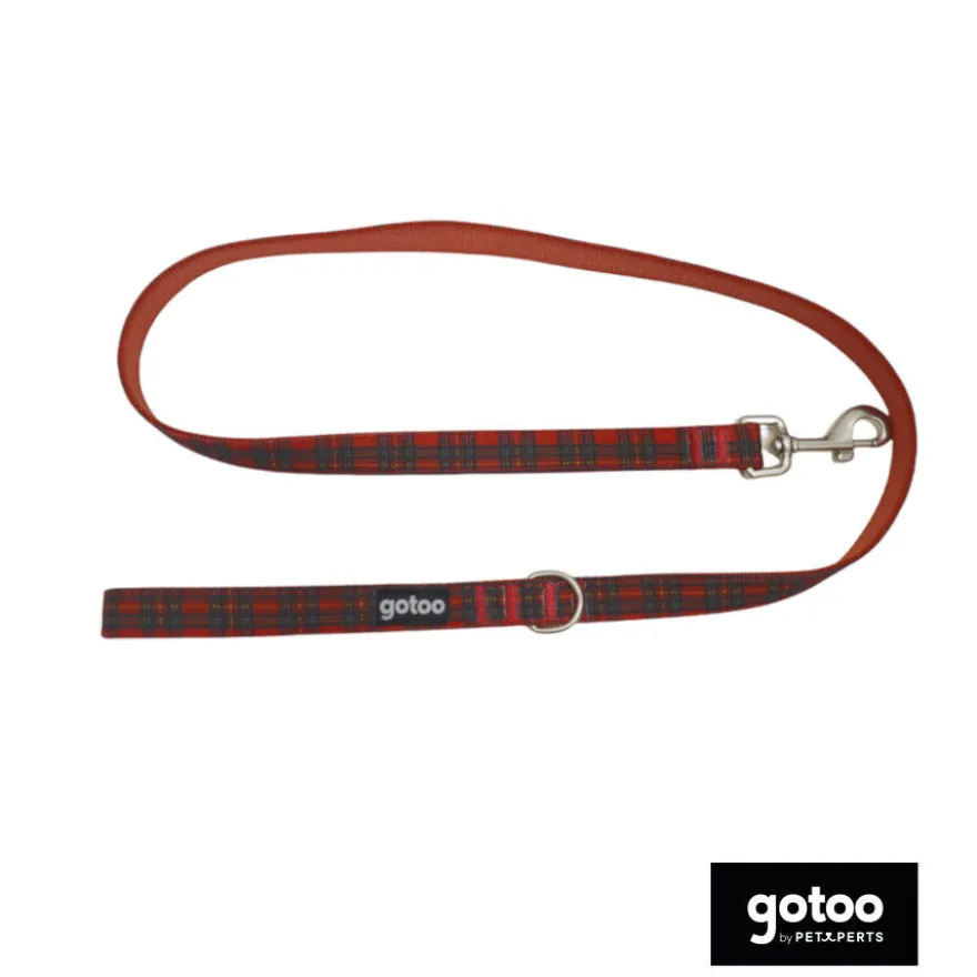 Gotoo Trela estampada tartã vermelho para cães