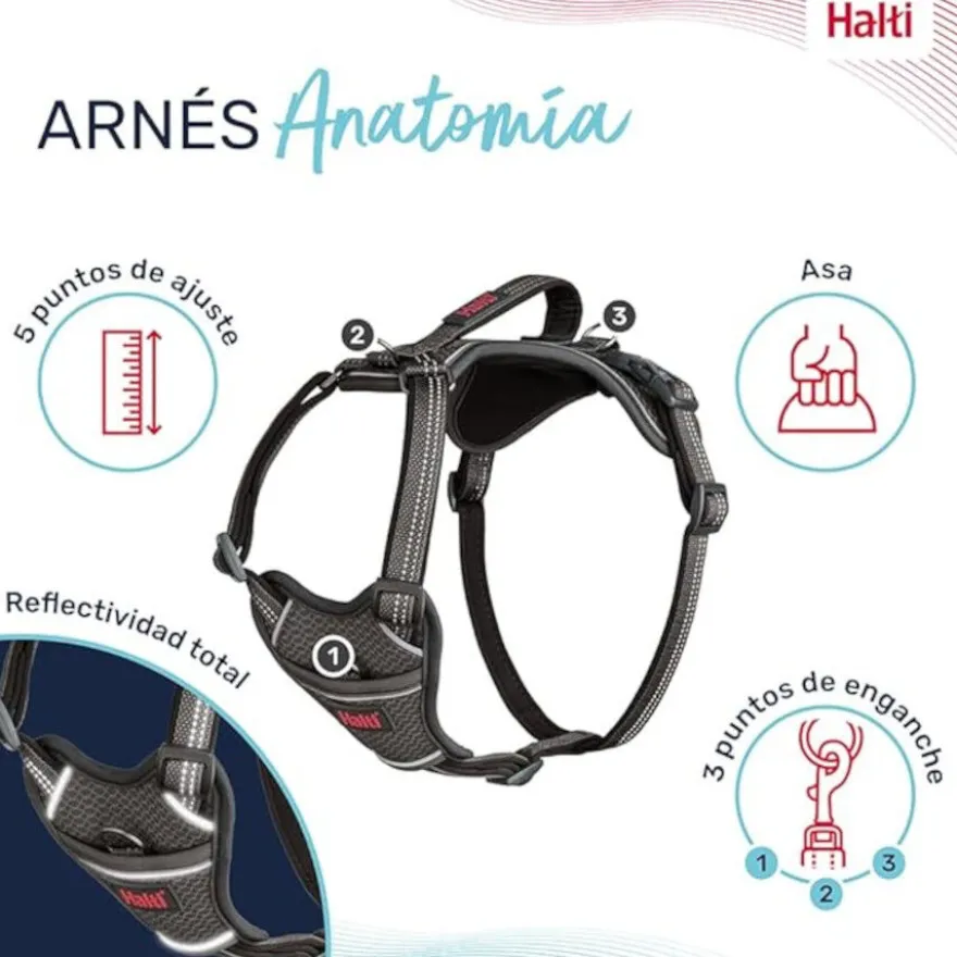 Halti Peitoral Anatómico Cinza para cães pequenos