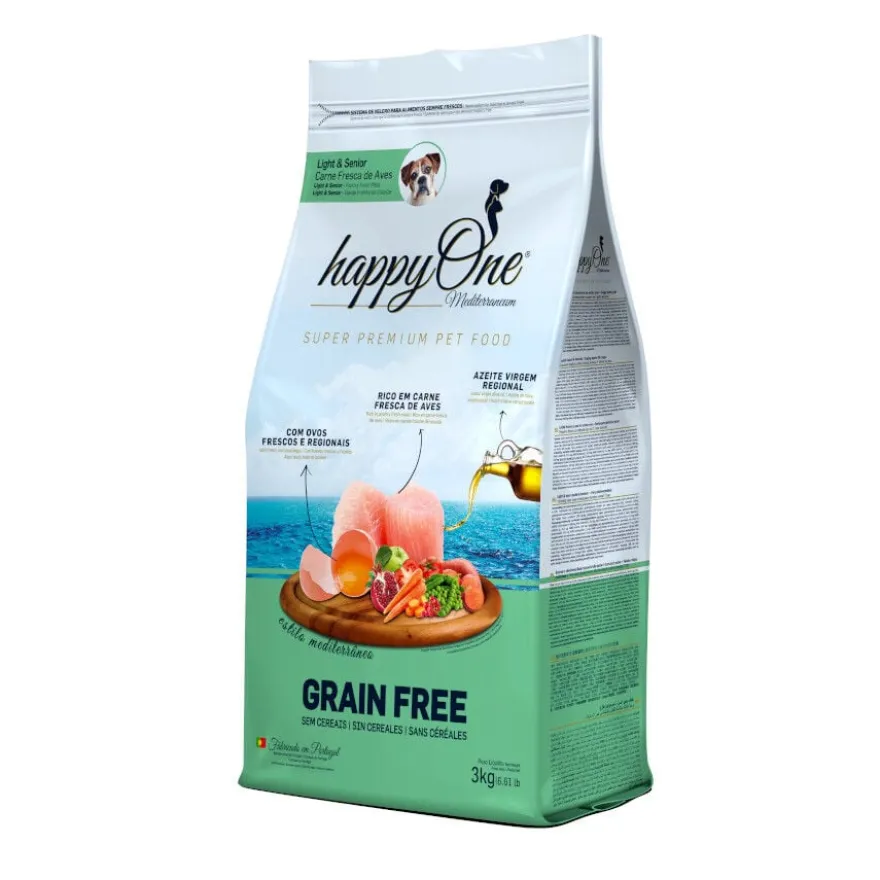 happyOne Mediterraneum Grain Free ração de carne fresca de aves para cães sénior