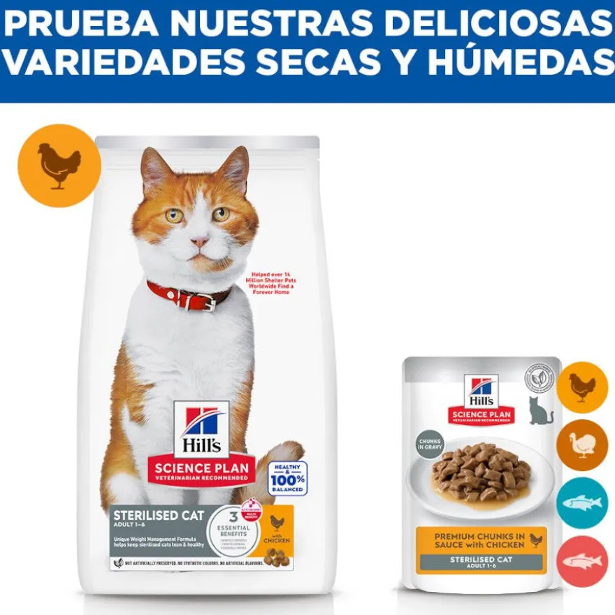 Hill's Science Plan Sterilised Ração de frango para gatos adultos esterilizados