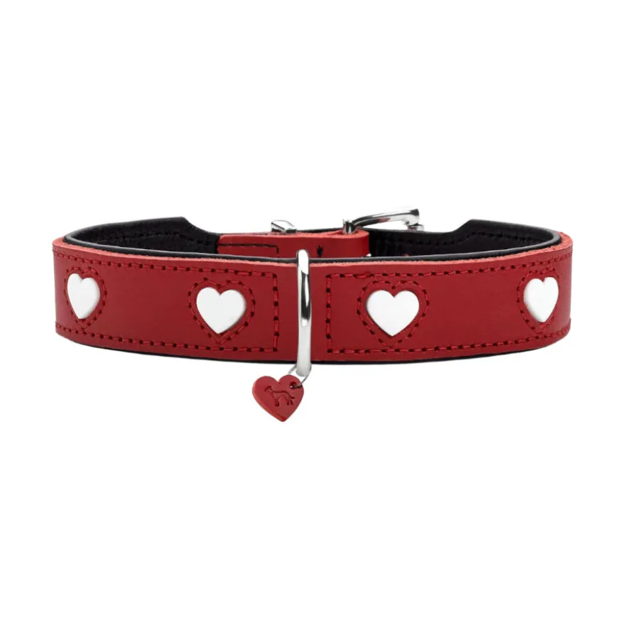 Hunter Love Coleira de couro vermelho para cães