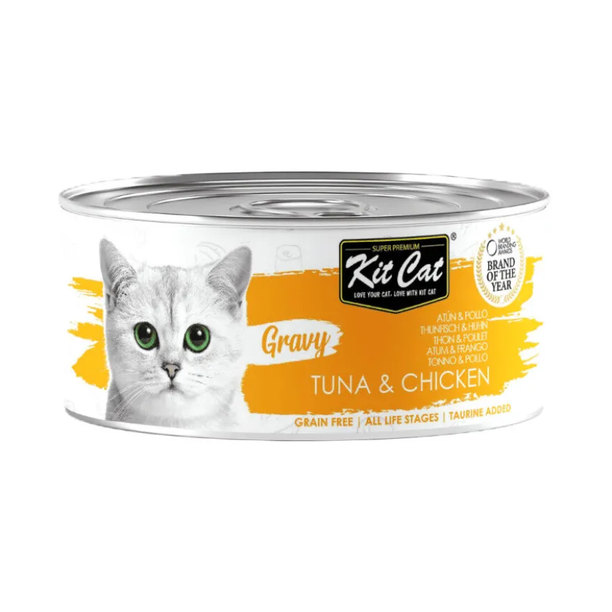 Kit Cat Comida húmida de atum e frango em lata para gatos