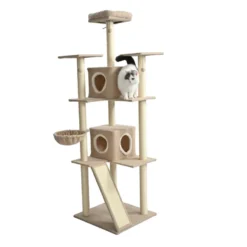 Leeby Boucle Collection árvore arranhadora XL com camas e brinquedos para gatos