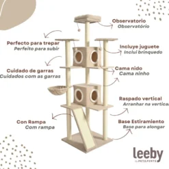 Leeby Boucle Collection árvore arranhadora XL com camas e brinquedos para gatos