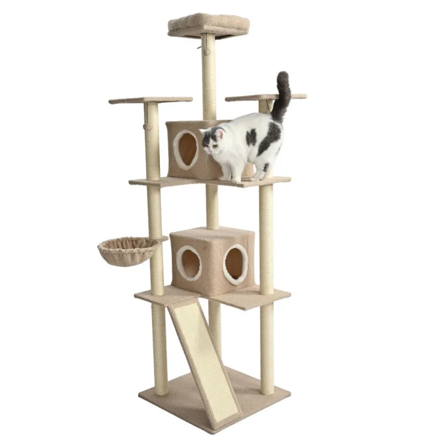 Leeby Boucle Collection árvore arranhadora XL com camas e brinquedos para gatos