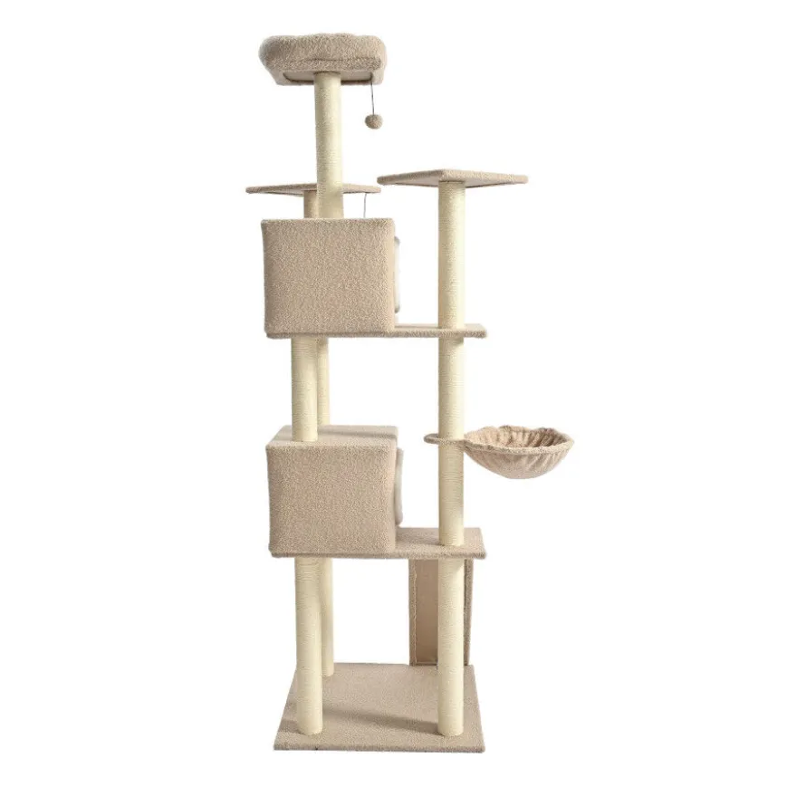 Leeby Boucle Collection árvore arranhadora XL com camas e brinquedos para gatos