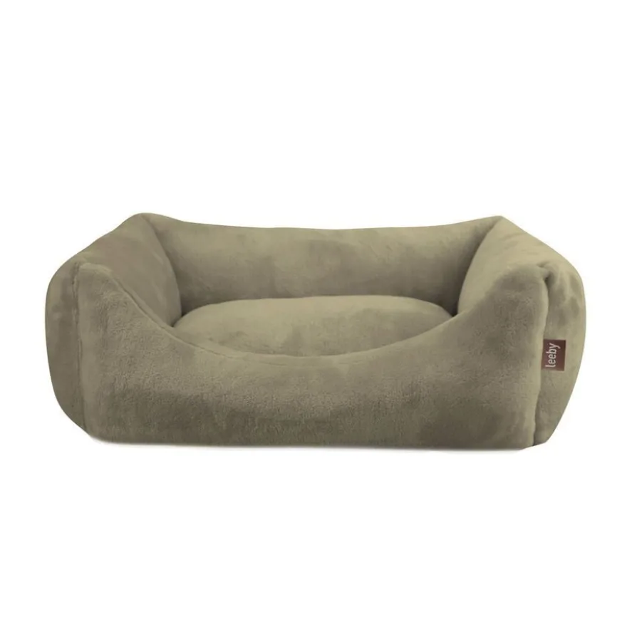 Leeby Cama de veludo verde para cães