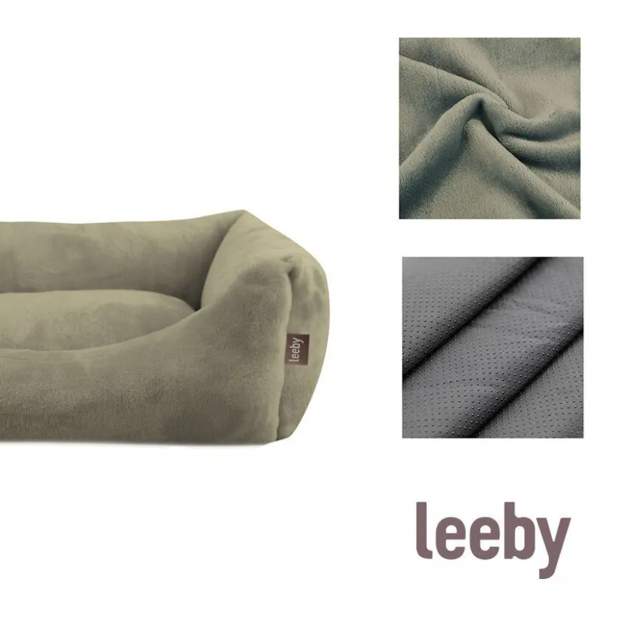 Leeby Cama de veludo verde para cães