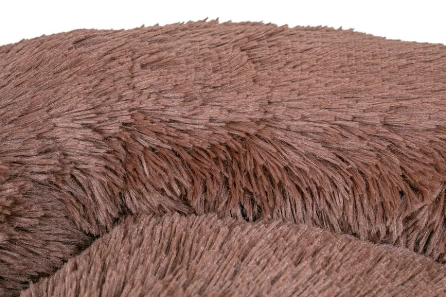 Leeby Cama Redonda Anti Stress Castanha para cães