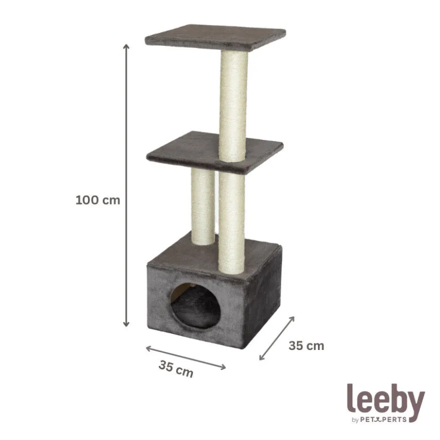 Leeby Colette DoubPost torre arranhadora com cama nido cinzenta para gatos