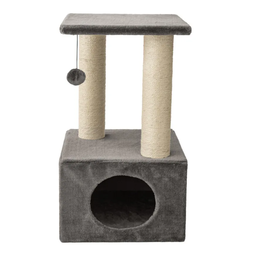 Leeby Colette Scratch arranhador com cama nido e brinquedo cinzento para gatos