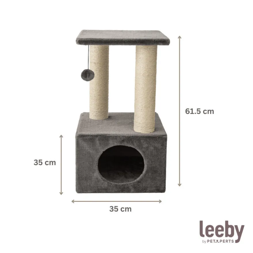 Leeby Colette Scratch arranhador com cama nido e brinquedo cinzento para gatos