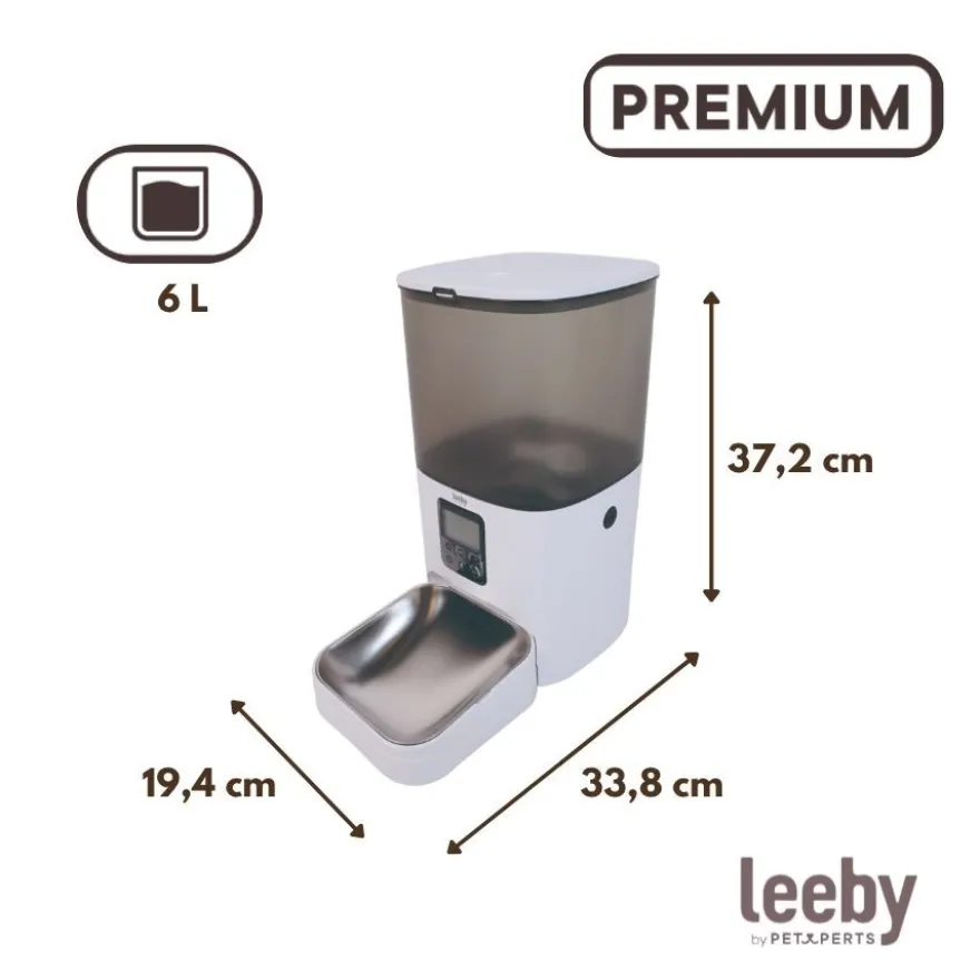 Leeby Comedouro Automático Programável Branco e Cinzento para cães e gatos