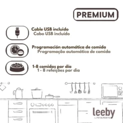 Leeby Comedouro Automático Programável Branco e Cinzento para cães e gatos