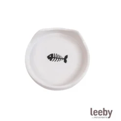 Leeby Comedouro de Cerâmica Branco com Orelhinhas para gatos
