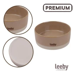 Leeby Comedouro de Cerâmica Castanho e Branco para cães