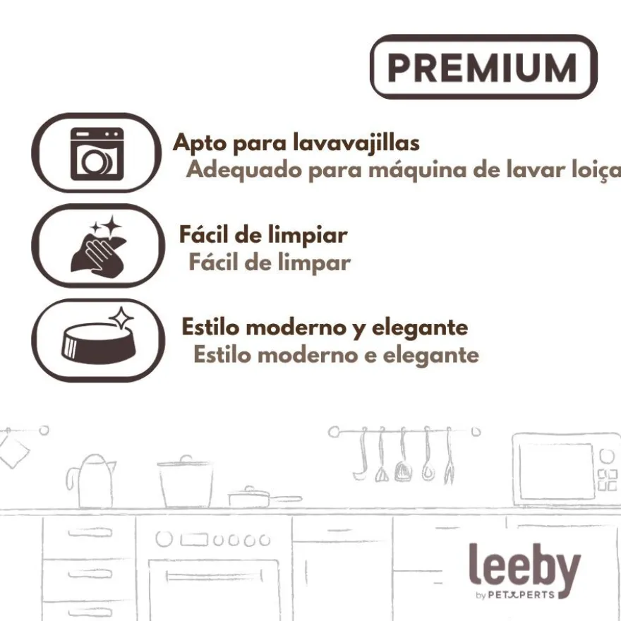 Leeby Comedouro de Cerâmica Castanho e Branco para cães