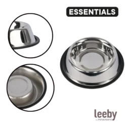 Leeby Comedouro de Metal com Anel de Silicone para cães