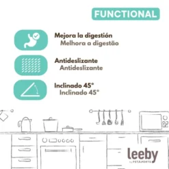 Leeby Comedouro Duplo de Metal Azul para cães