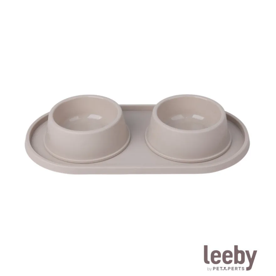 Leeby Comedouro Duplo de Plástico para cães e gatos
