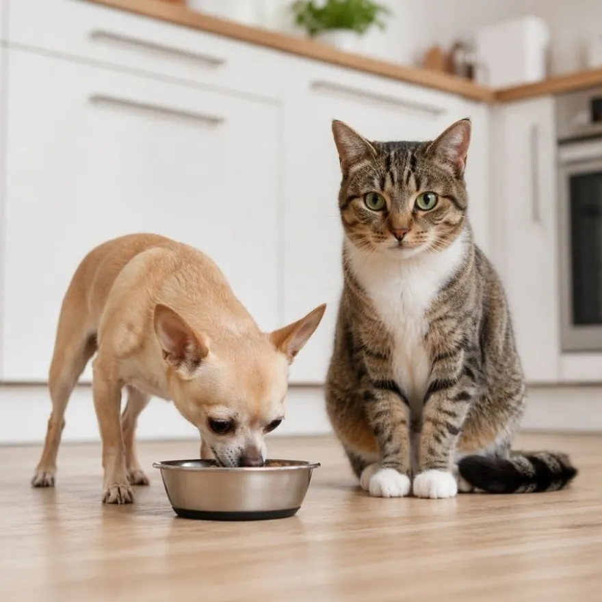 Leeby Comedouro em Aço Inoxidável com Base de Borracha para cães e gatos