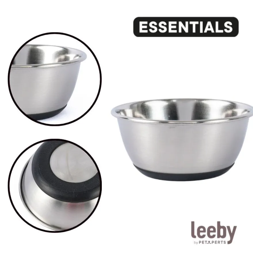 Leeby Comedouro em Aço Inoxidável com Base de Borracha para cães e gatos