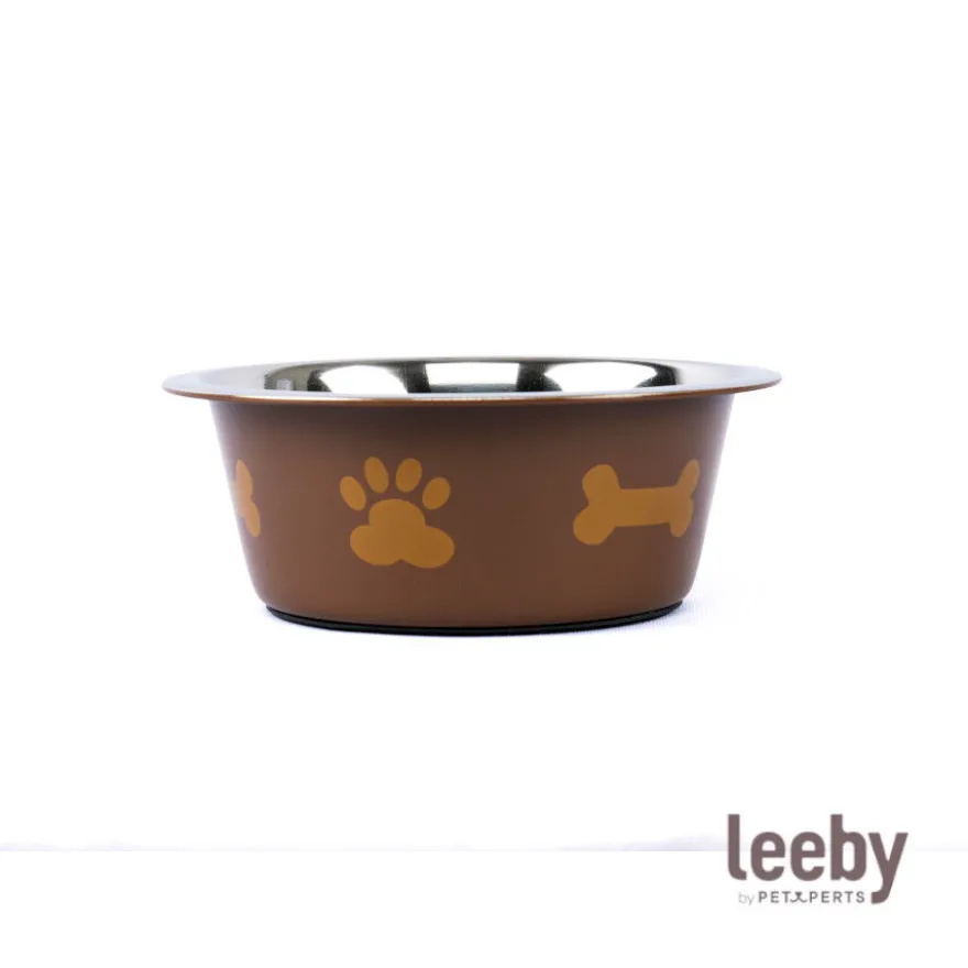 Leeby Comedouro em Aço Inoxidável Estampado com Pegadas para cães