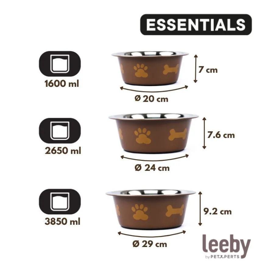 Leeby Comedouro em Aço Inoxidável Estampado com Pegadas para cães