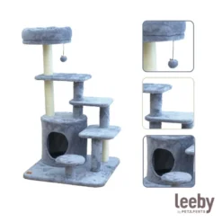 Leeby Eduardo torre arranhadora multiplataforma com cama nido e brinquedo para gatos