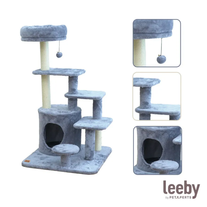 Leeby Eduardo torre arranhadora multiplataforma com cama nido e brinquedo para gatos
