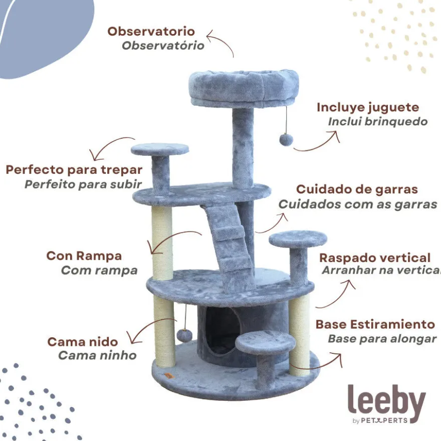 Leeby Esperanza torre arranhadora multiplataforma com cama nido e brinquedo para gatos