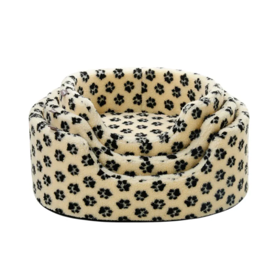 Leeby Sofá Bed Paw Print Bege para cães