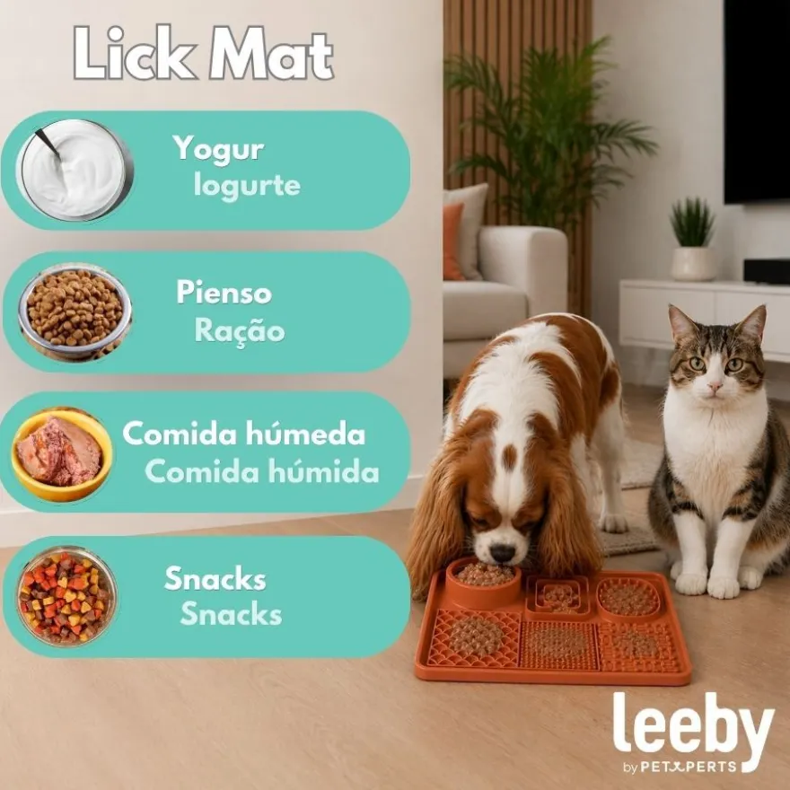 Leeby Tapete de Lamber Laranja para cães e gatos