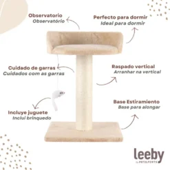 Leeby Tigrou arranhador com cama e brinquedo bege para gatos