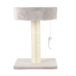 Leeby Tigrou arranhador com cama e brinquedo cinzento para gatos