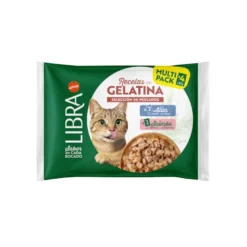 Libra Comida húmida de salmão e atum em gelatina em saquetas para gatos