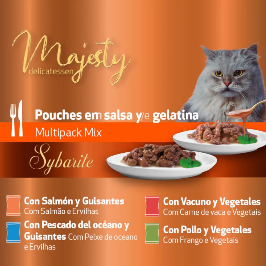 Majesty Multipack Comida húmida de peixe e carne em saquetas para gatos