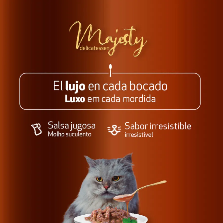 Majesty Pouches Multipack Comida húmida de carne em saquetas para gatos